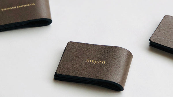 Genuine Leather, Personalised Bookmark with Magnet and Custom Gold Foil Text Emboss