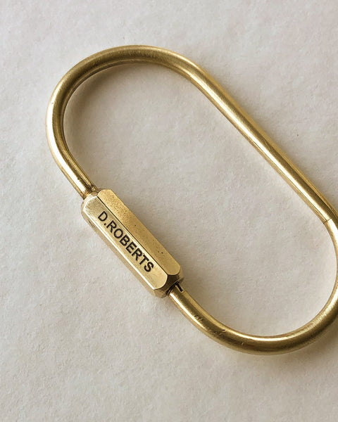 Solid Brass key tag Carabiner with laser engraving custom corporate gift 