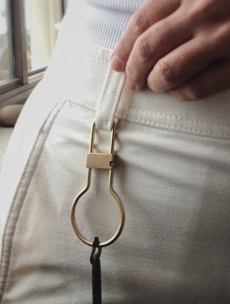 Japanese Inspired Snap lock Key Loop - Solid Brass